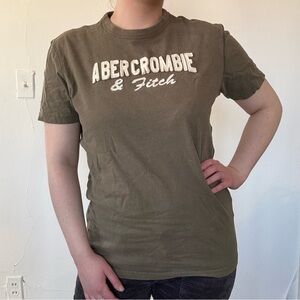 y2k Abercrombie and Fitch Olive Green Short Sleeve Mens Muscle T-Shirt